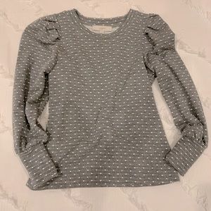 Loft XXS Gray with White Dots Sweatshirt